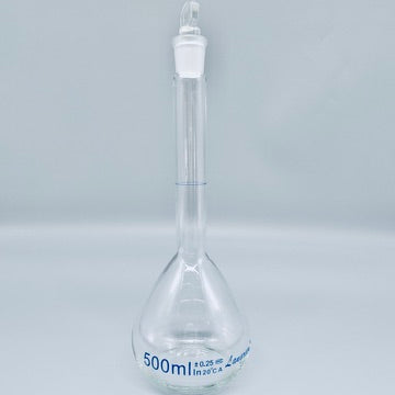 Volumetric flask, clear, borosilicate glass