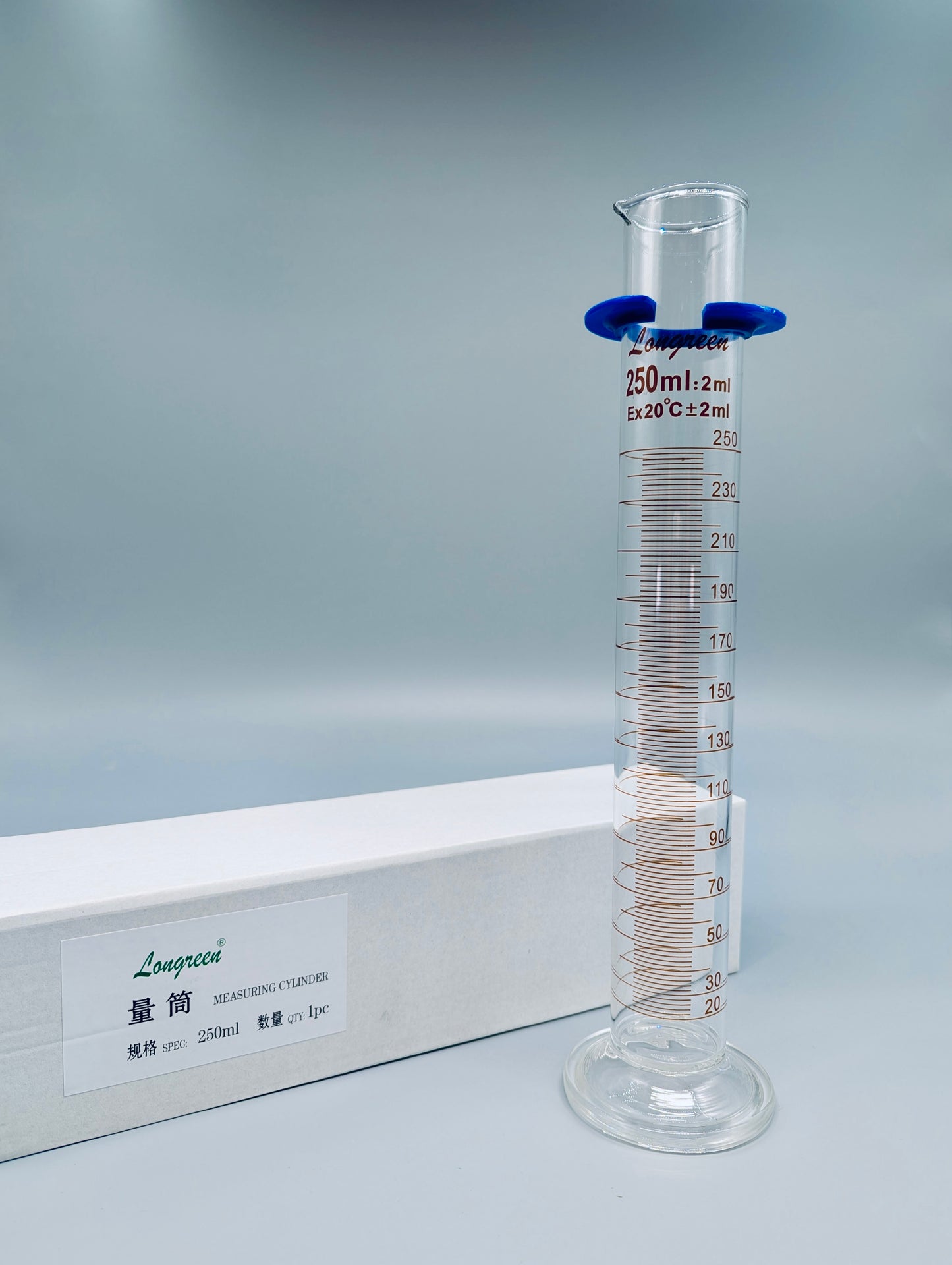 Heavy Duty Borosilicate Glass Graduate Cylinders, 250 mL