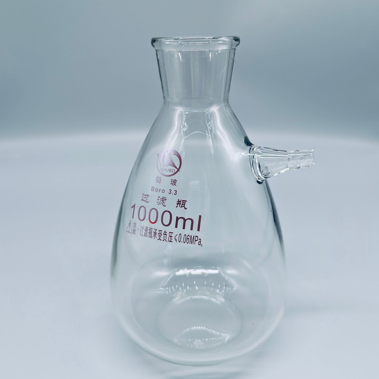 Vacuum filtration flasks, with tubulation