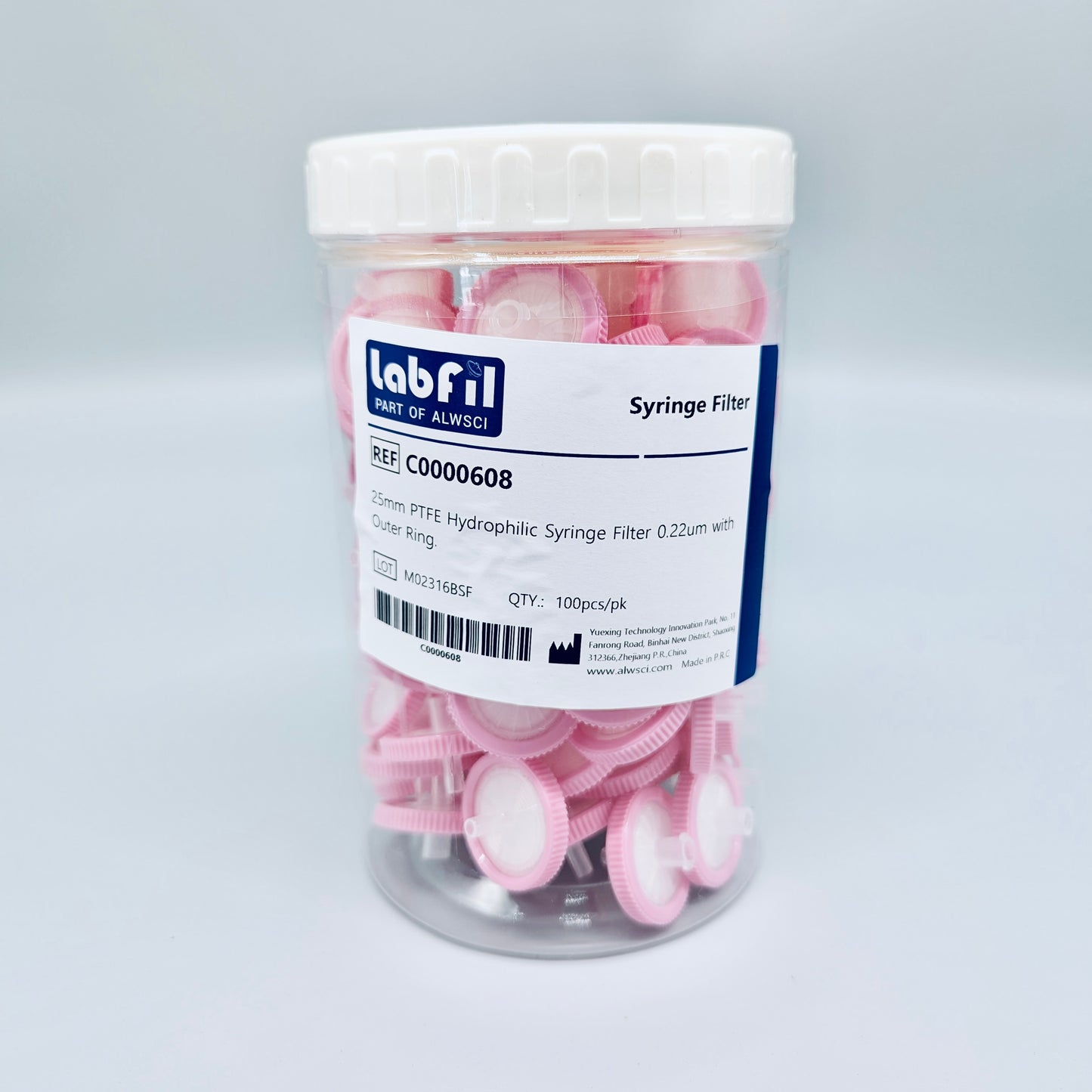 Syringe filters, hydrophilic PTFE
