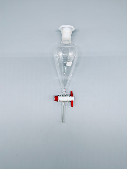 Separatory funnel with PTFE stopcock and plastic stopper