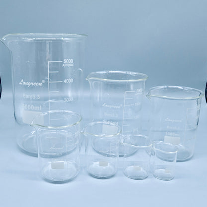 Beakers, Low form, Borosilicate glass