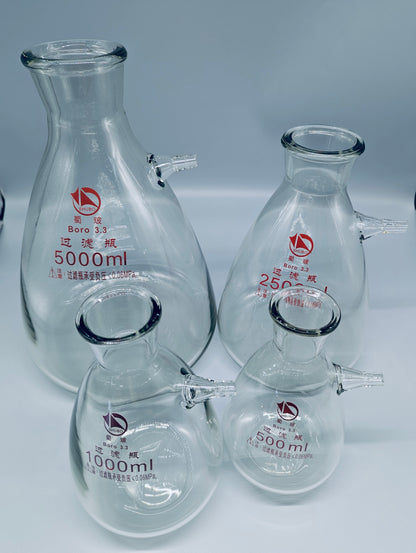Vacuum filtration flasks, with tubulation