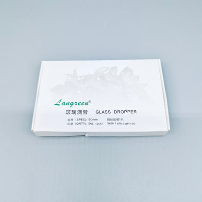 Glass droppers, 150 mm, with four silicon bulbs