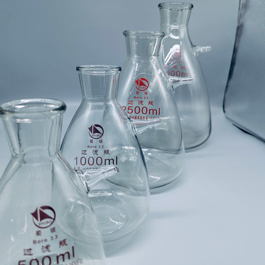 Vacuum filtration flasks, with tubulation