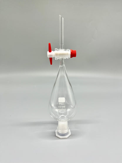 Separatory funnel with PTFE stopcock and plastic stopper