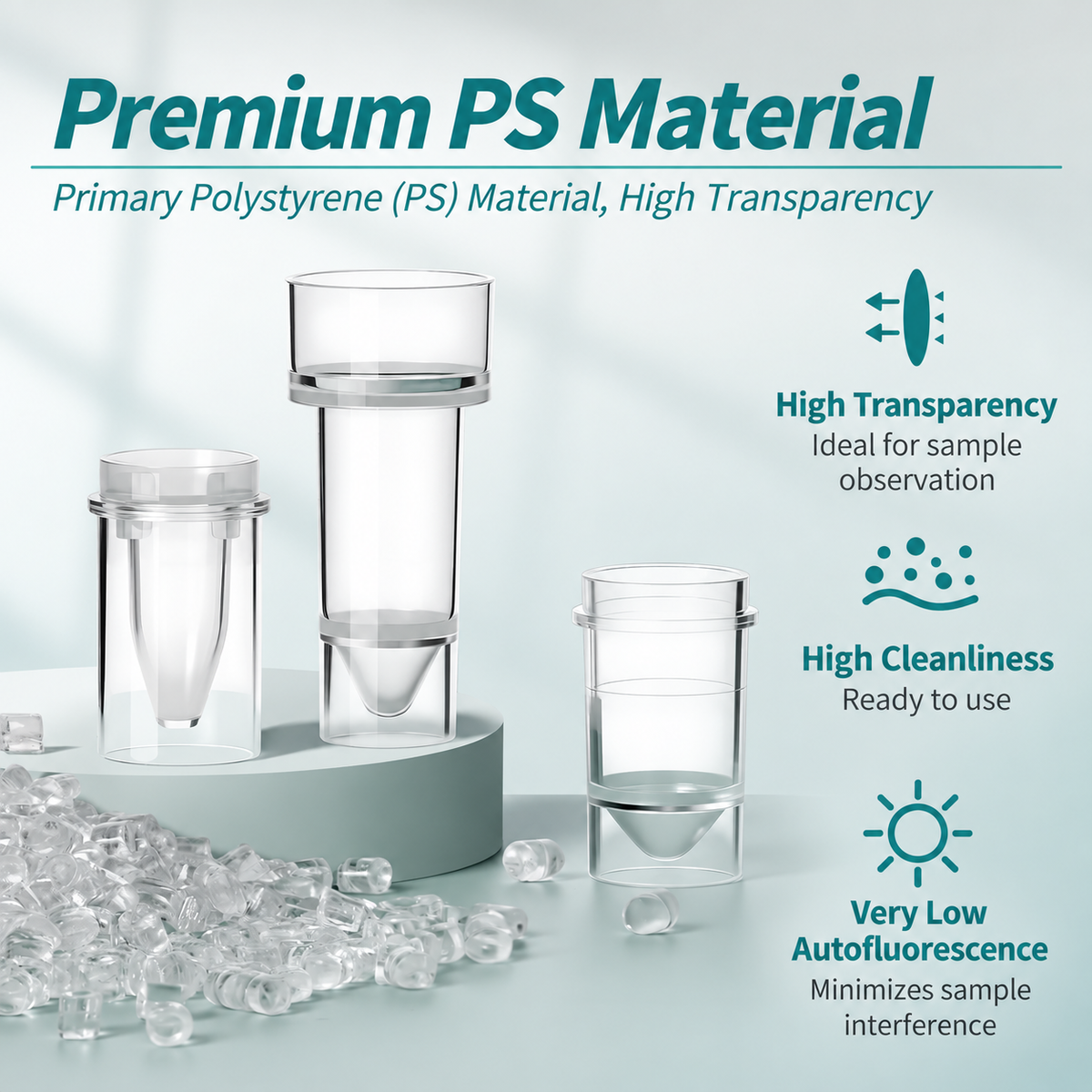 Disposable Sample Cups for Biochemistry Analyzers, 1.5 mL, Clear