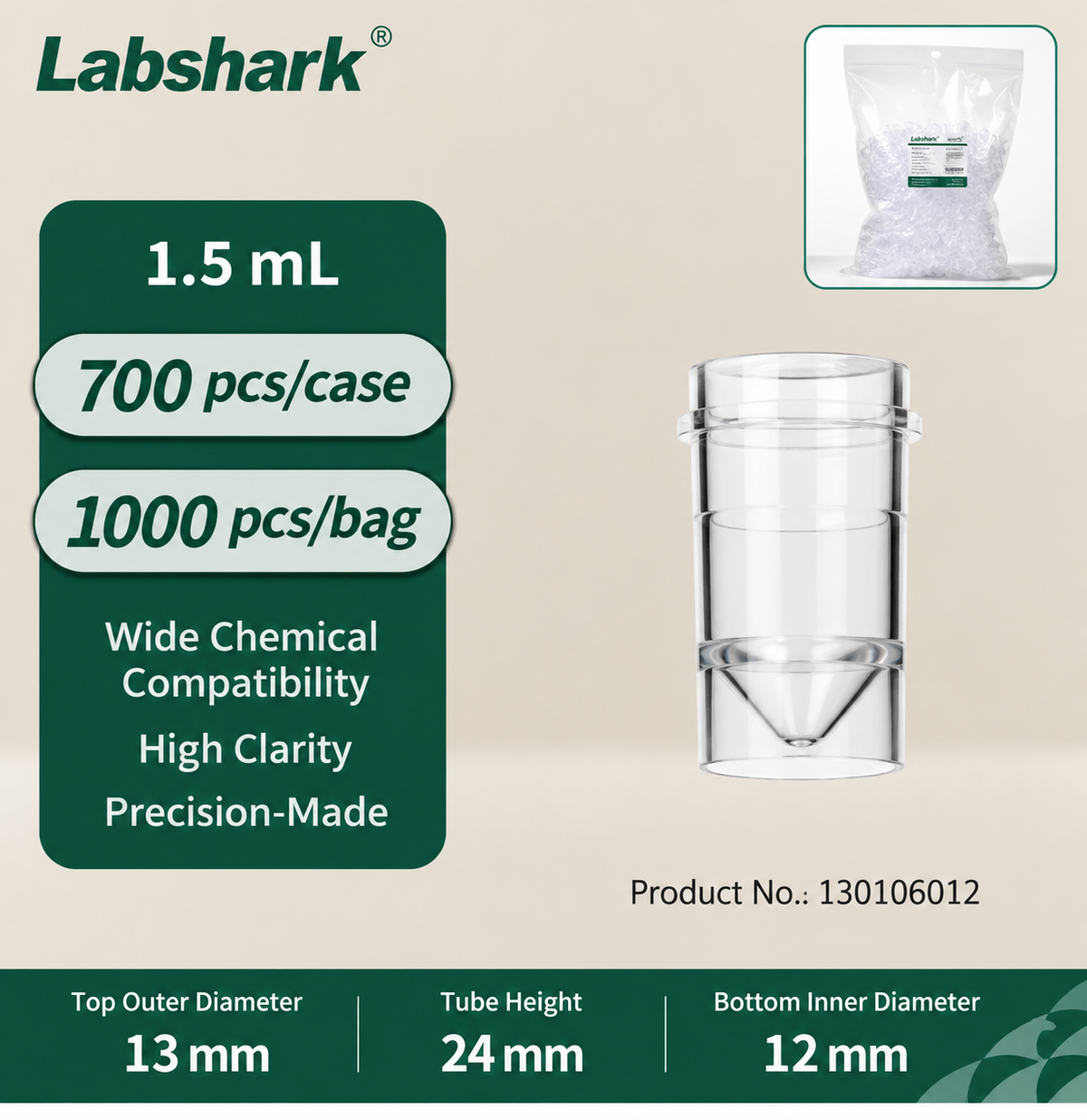 Disposable Sample Cups for Biochemistry Analyzers, 1.5 mL, Clear